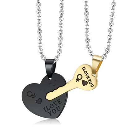 I Love You Heart Shaped Matching Key Chains Necklaces
