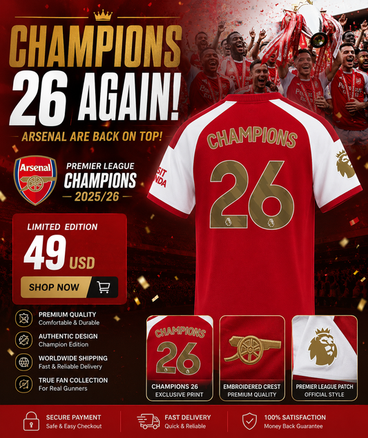 Arsenal Premier League Champions Home Football Shirt