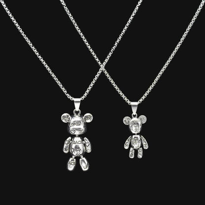 マグネットチャーム付き、2つセットのかわいいクマの友情ネックレス
