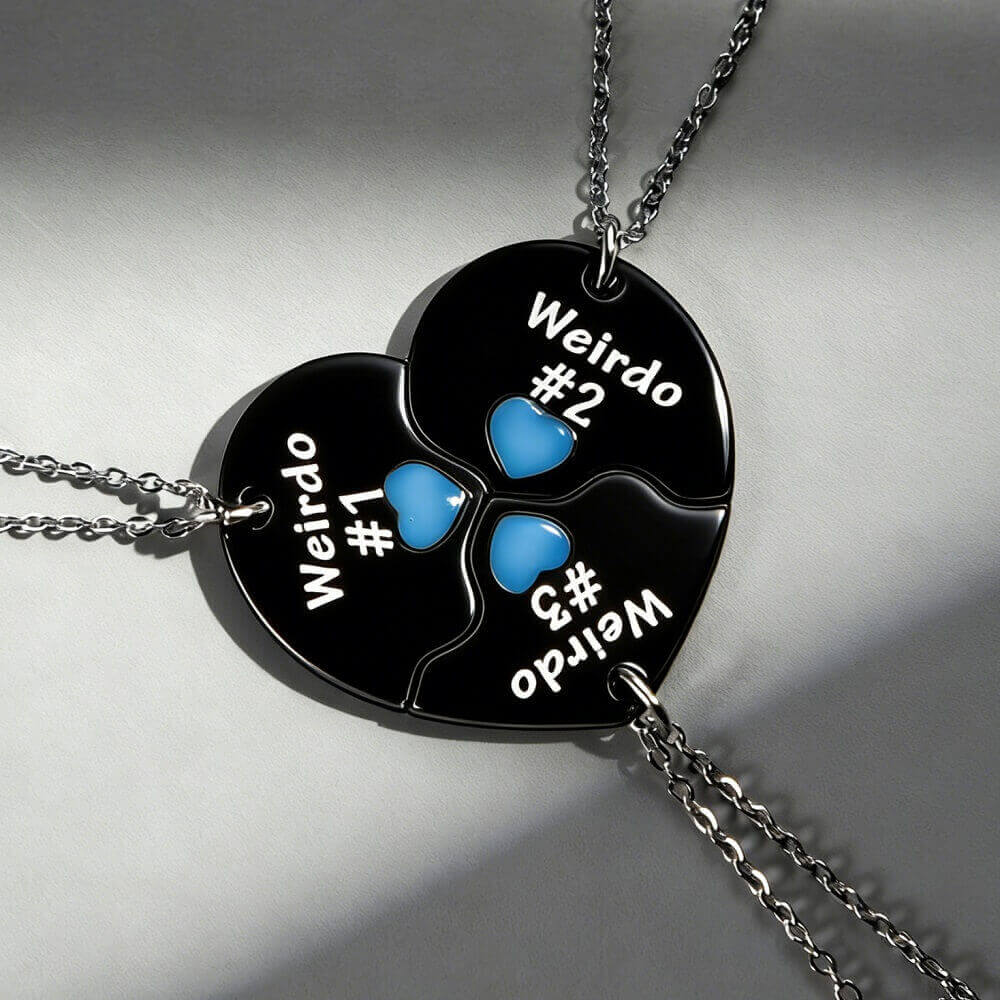 3ピース 変わり者クルー スプリットハート BFFネックレス
