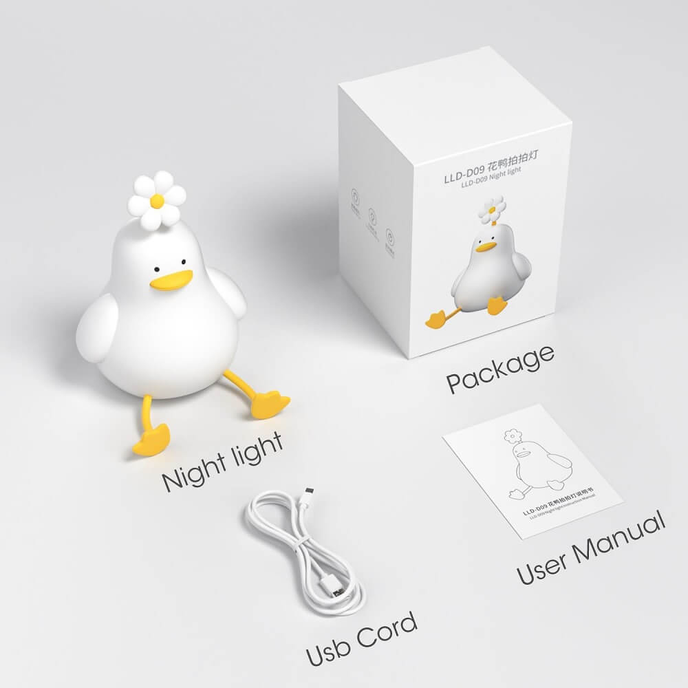 赤ちゃんに安全なシリコン製アヒル型ナイトライト