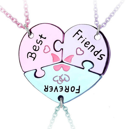 Best Friends Forever Friendship Necklace for 3 People