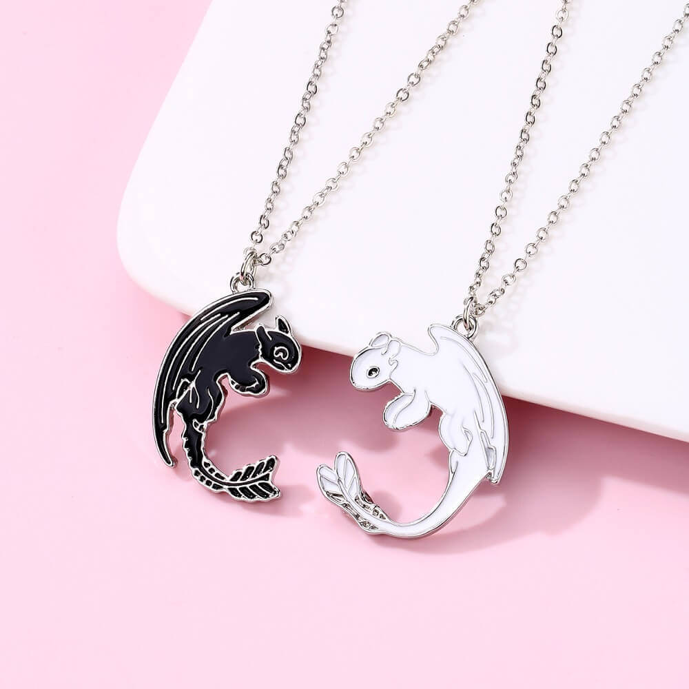 白黒龍友情ネックレスセット 親友/カップルペンダント