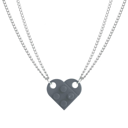 Brick Necklace for Couples Friendship Heart Pendant