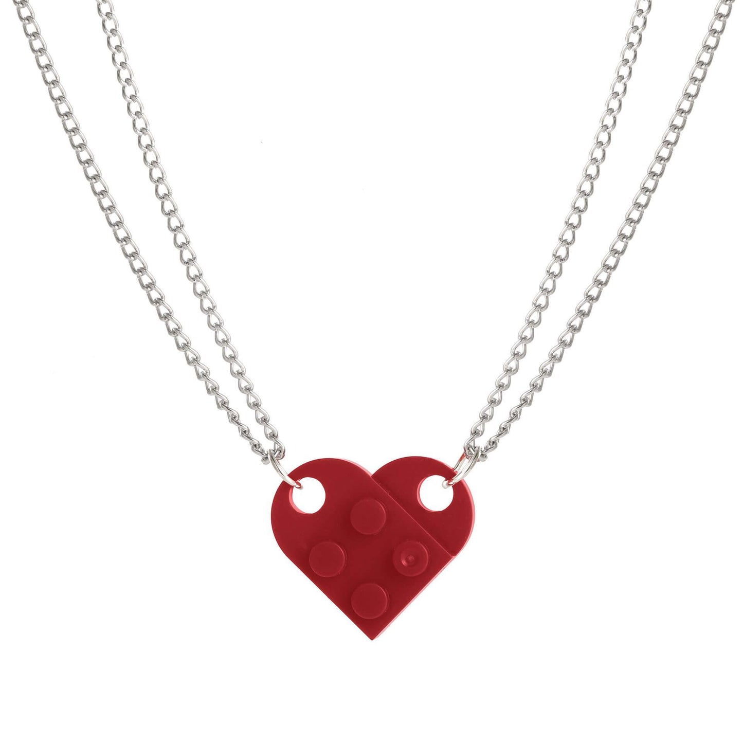 Brick Necklace for Couples Friendship Heart Pendant