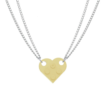 Brick Necklace for Couples Friendship Heart Pendant