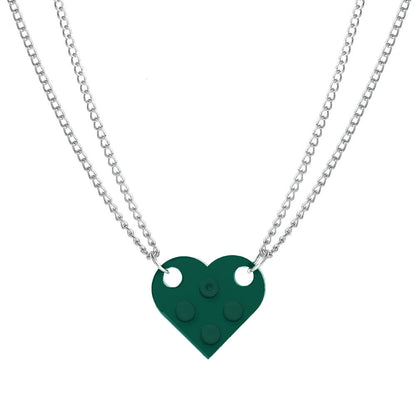 Brick Necklace for Couples Friendship Heart Pendant