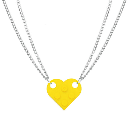 Brick Necklace for Couples Friendship Heart Pendant