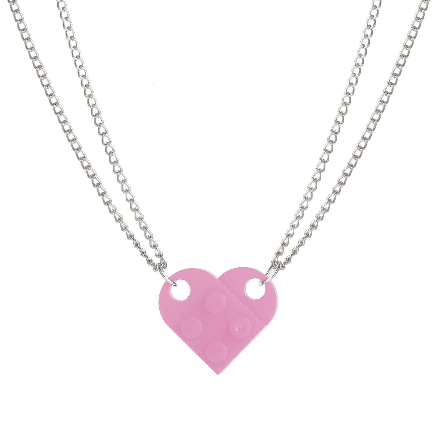 Brick Necklace for Couples Friendship Heart Pendant
