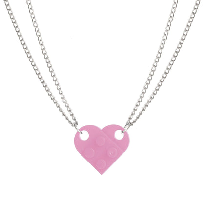 Brick Necklace for Couples Friendship Heart Pendant