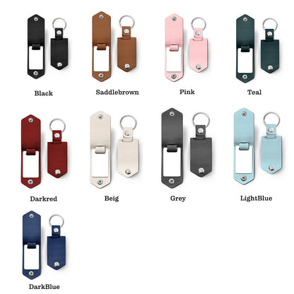 Personalized Leather Keychain with Picture and Text