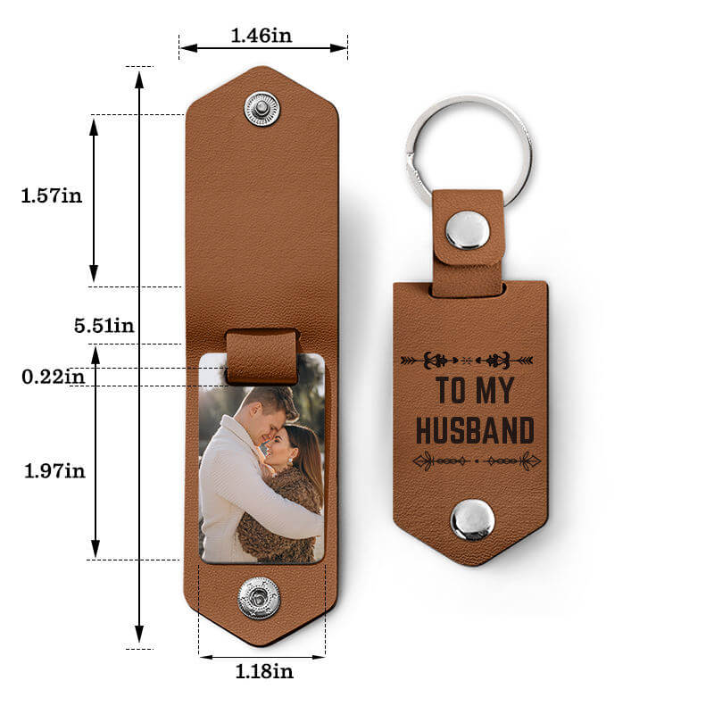 Personalized Leather Keychain with Picture and Text