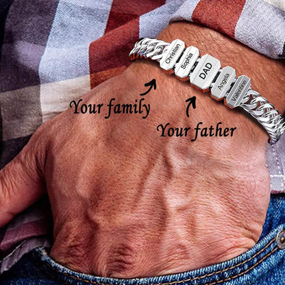 Custom Dad Bracelet with Family Names - Father's Day Engraved Jewelry