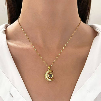 Custom Photo Moon Necklace - Eye-Visible & Phone-Projection Pendant