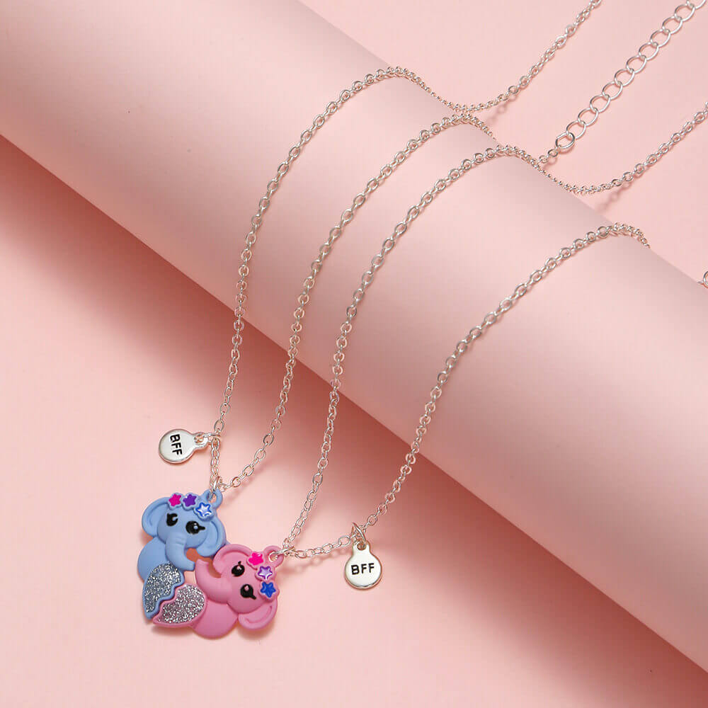 親友二人用のかわいい象のネックレス