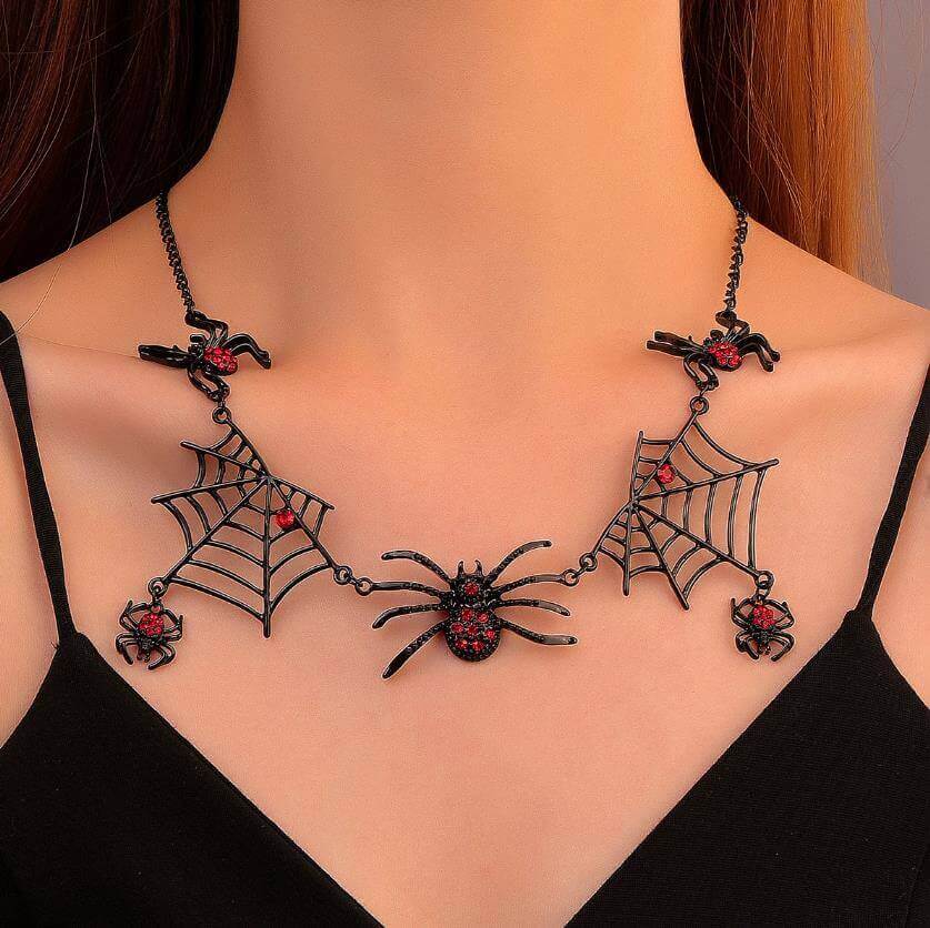 ハロウィーン ダークスパイダーウェブ ショート鎖骨チェーン