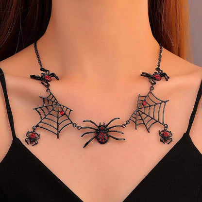 ハロウィーン ダークスパイダーウェブ ショート鎖骨チェーン