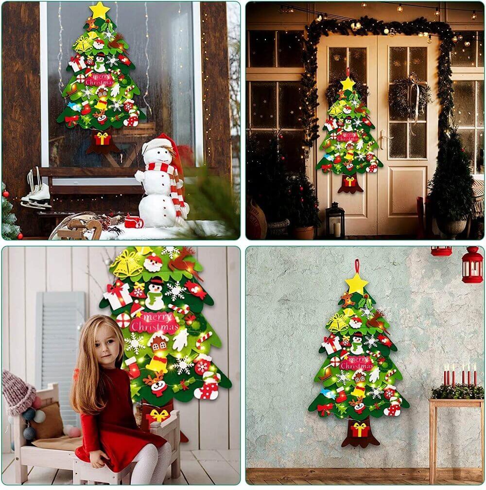 Kids DIY Felt Christmas Tree Kit with LED Ligiths