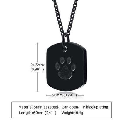 Dog Paw Best Friend Necklace Urn Ashes Keep Memory