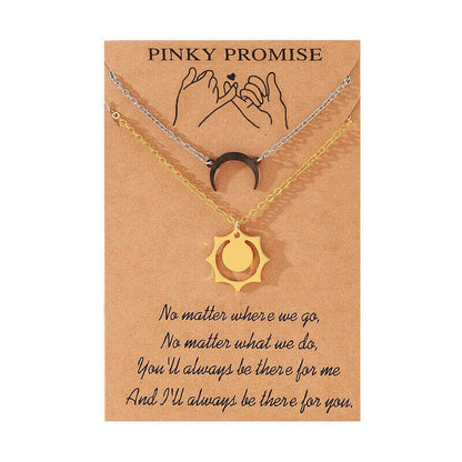 Gold Sun & Crescent Moon Necklaces: Ideal Gifts for Friends and Couples