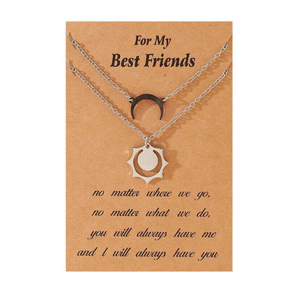 Gold Sun & Crescent Moon Necklaces: Ideal Gifts for Friends and Couples