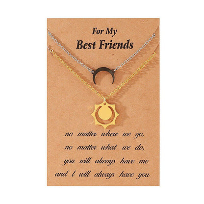 Gold Sun & Crescent Moon Necklaces: Ideal Gifts for Friends and Couples