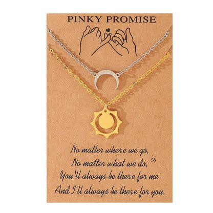 Gold Sun & Crescent Moon Necklaces: Ideal Gifts for Friends and Couples