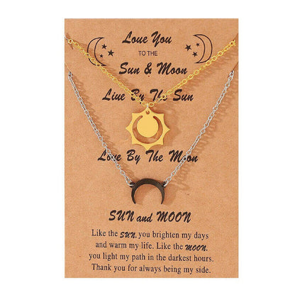 Gold Sun & Crescent Moon Necklaces: Ideal Gifts for Friends and Couples