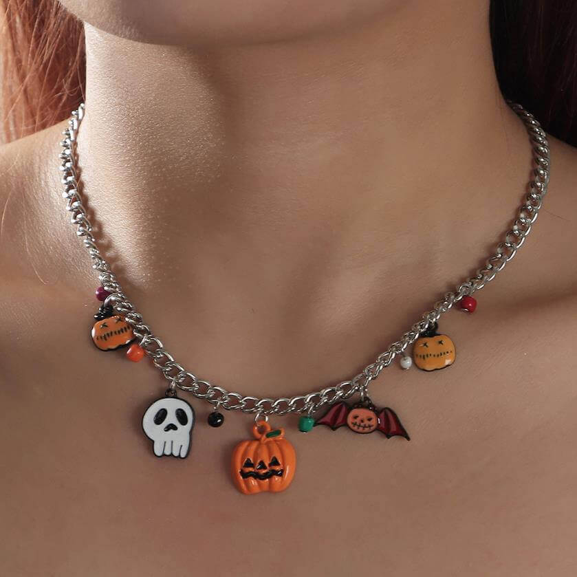 ハロウィーン パンプキン ゴースト バット ネックレス
