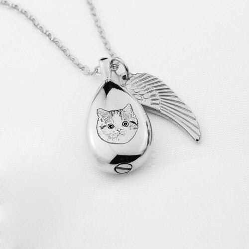 Heart & Paw Pet Memorial Necklace - Engravable Photo Locket with Ashes Compartment