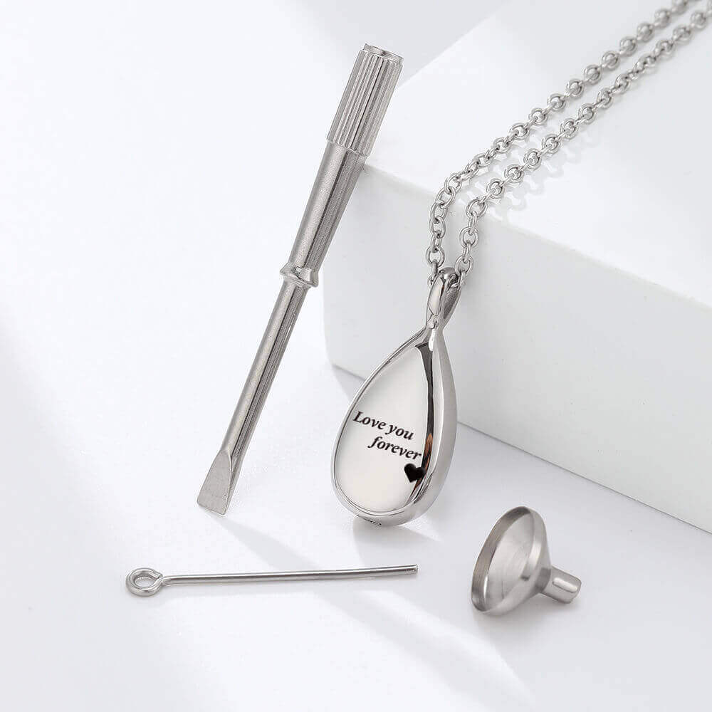 Heart & Paw Pet Memorial Necklace - Engravable Photo Locket with Ashes Compartment