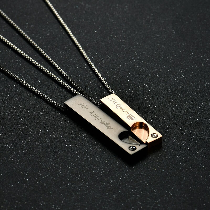 クイーンとキングのカップルネックレス - Worldnetgifts