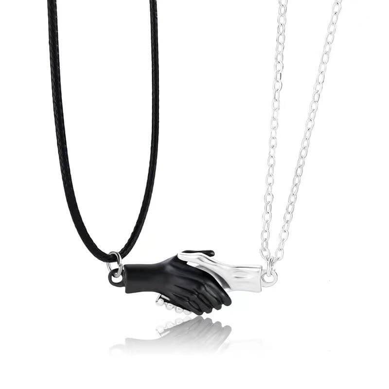 Magnetic Handshake Necklace with Holding Hands Pendant