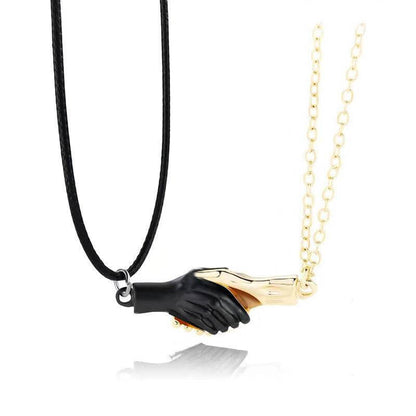 Magnetic Handshake Necklace with Holding Hands Pendant
