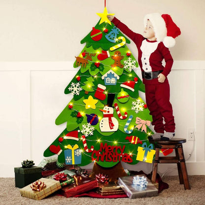 Kids DIY Felt Christmas Tree Kit with LED Ligiths