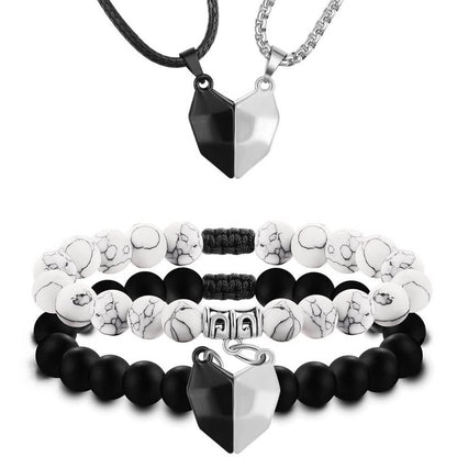 Magnetic Heart Necklace and Heart Bracelet Set