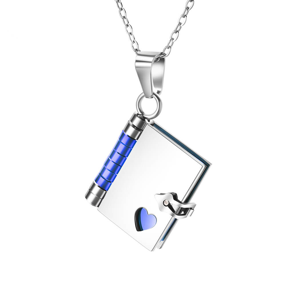 Personalized Book Locket Necklace with Customized Engraving Text