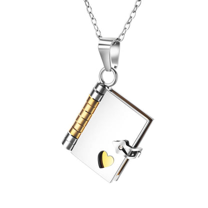 Personalized Book Locket Necklace with Customized Engraving Text