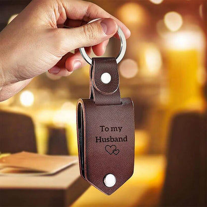 Personalized Leather Keychain with Picture and Text