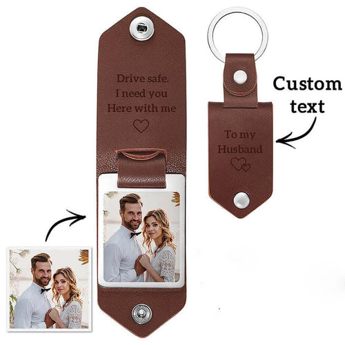 Personalized Leather Keychain with Picture and Text