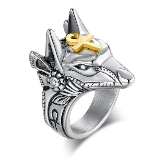 自衛リング レトロオオカミ ナックルリング 男女兼用