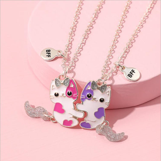 しっぽが動く可愛い猫のマグネットBFFネックレス