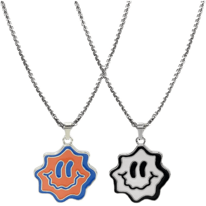 Smiley Face Pendant Necklace 2pcs